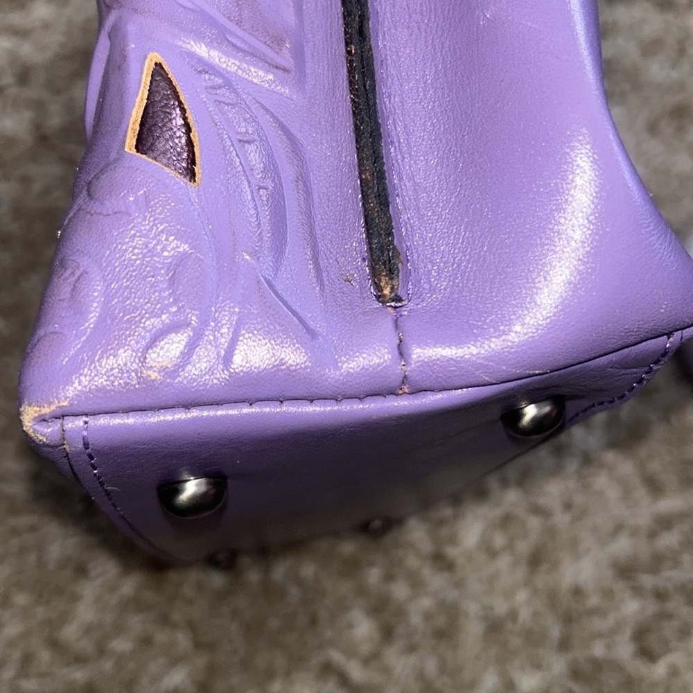 PATRICIA NASH Adeline Amethyst Leather Cutout Tooled Tote Handbag Gorgeous! - Picture 6 of 8